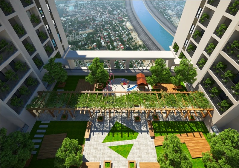 Khu vườn xanh trên tầng mái của một tòa chung cư ở phía Nam Hà Nội